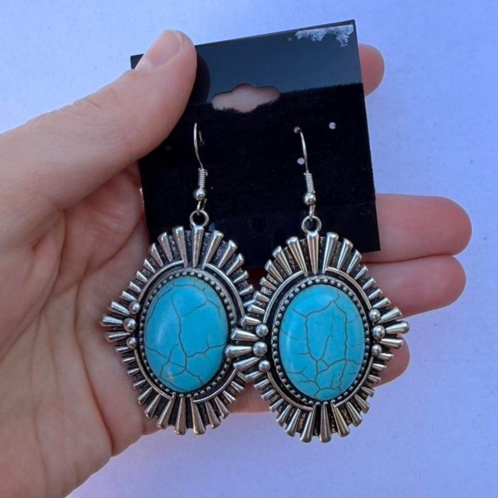 turquoise western dangly earrings